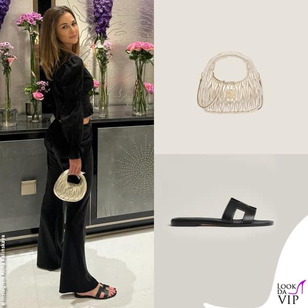 borsa Miu Miu e ciabatte Hermès per Anna 