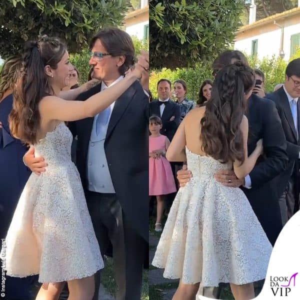 Benedetta balla col papà, romantica in abito corto per la festa