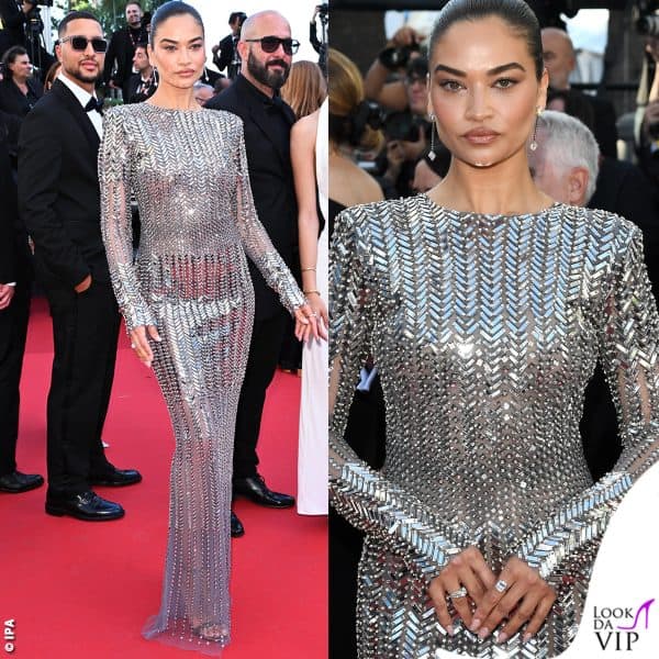 abito Elisabetta Franchi e scarpe Casadei per Shanina Shaik 