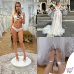 clizia incorvaia prova l'abito da sposa