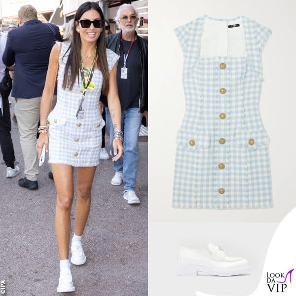 abito Balmain e mocassini Prada per la Gregoraci 