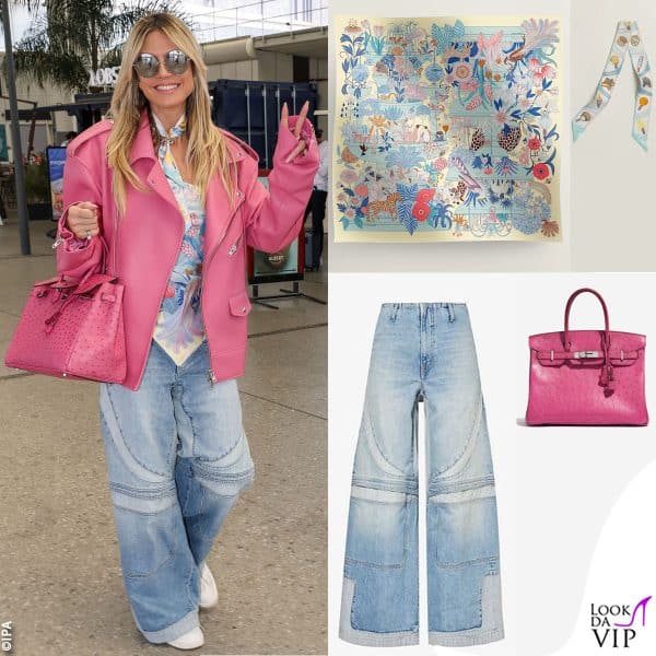 foulard e borsa Hermès, jeans Amiri 