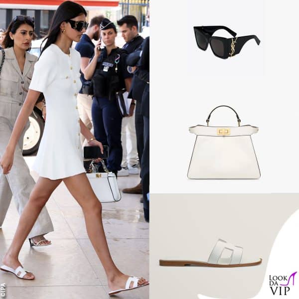 occhiali Saint Laurent, borsa Fendi, ciabatte Hermès 