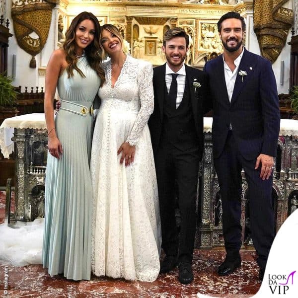 Gli sposi con Delia Duran e Alex Belli, il testimone dello sposo