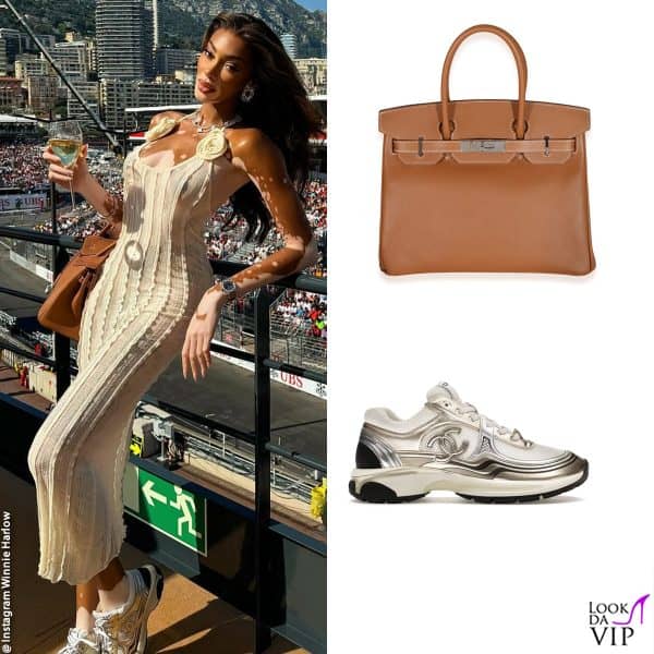 abito Blumarine, borsa Hermès, sneakers Chanel 