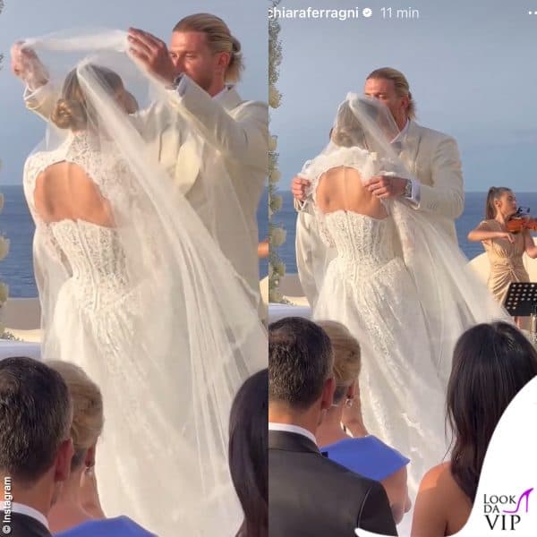 Diletta Leotta e Loris Karius durante la cerimonia nuziale 