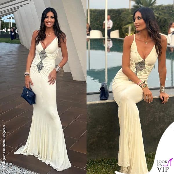 Elisabetta Gregoraci indossa un abito Roberto Cavalli vintage già sfoggiato nel 2008