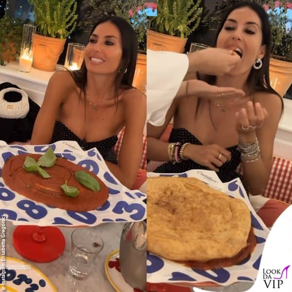 la Gregoraci si fa imboccare la pizza fritta 