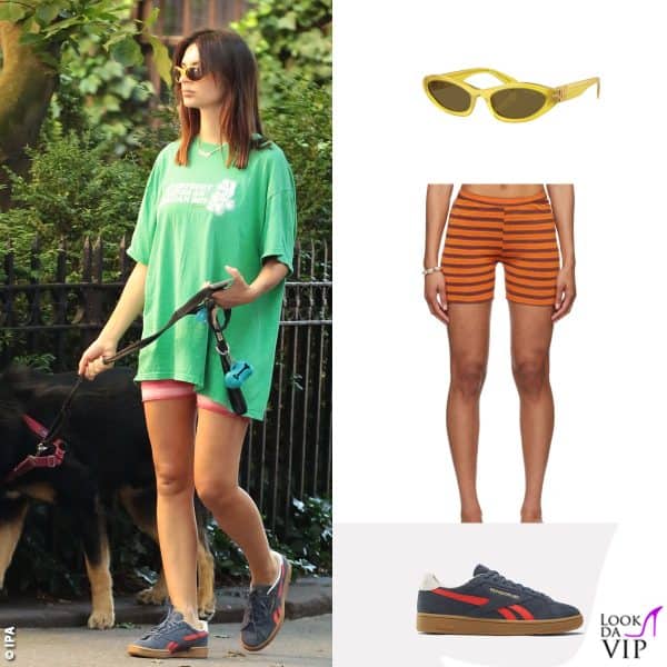 il resto del look: occhiali Miu Miu, shorts Gimaguas, sneakers Reebok 