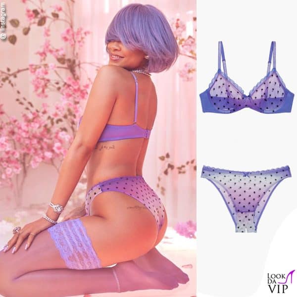 Intimo Savage x Fenty  e caschetto viola nel 2020