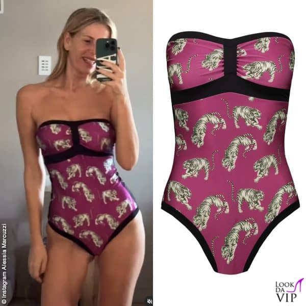 Alessia Marcuzzi con le tigri sul  costume Marzia Genesi