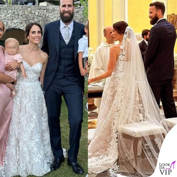 Chiara Pastore alle nozze con Gigi Datome scelgie un vestito di pizzo