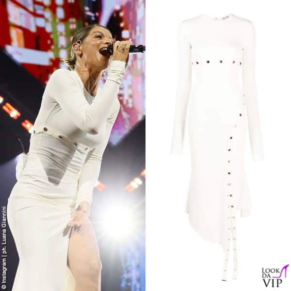 Alessandra Amoroso con un vestito bianco The Attico