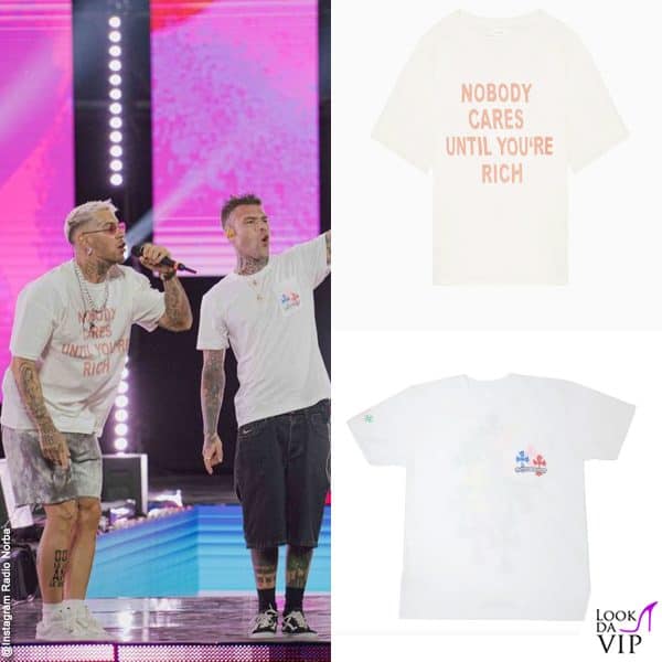 t-shirt Studio 1989 per Emis Killa, t-shirt Chrome Hearts per Fedez 