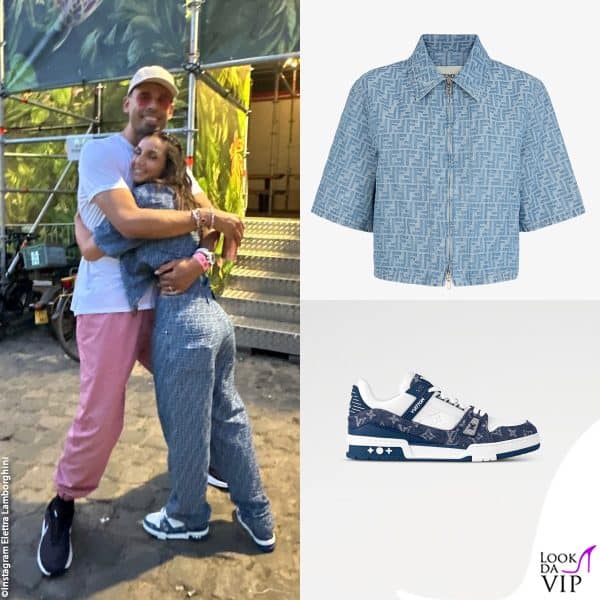 il look di Elettra è completato da un giacchino Fendi e sneakers Louis Vuitton