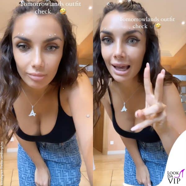 Elettra Lamborghini prepara lo smartphone per il fitcheck 