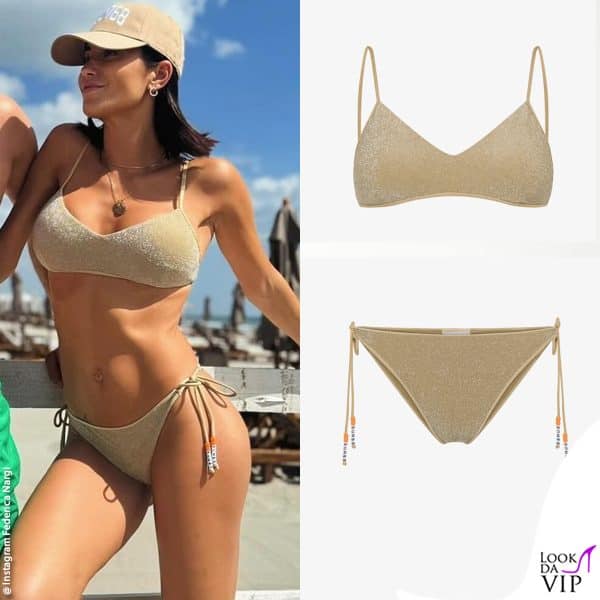 Lurex oro per brillare come una stella: Federica Nargi sceglie un costume Sun68