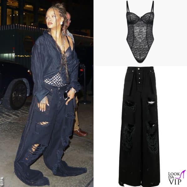 I look estivi di Rihanna: body Savage x Fenty, jeans Vetements