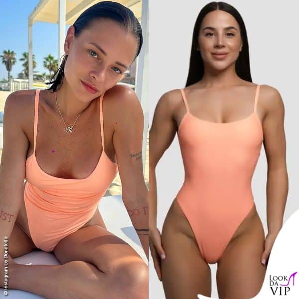 Silvia Provvedi sceglie il rosa pesca del costume intero Gym Beam