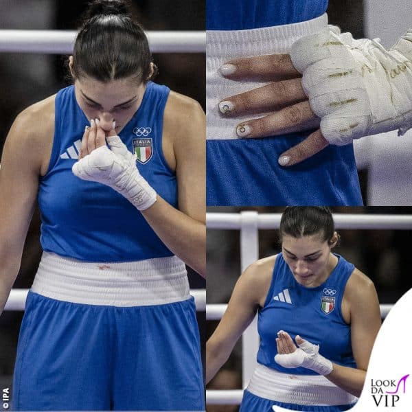 la pugile Angela Carini ha i cinque cerchi disegnati sulle unghie 