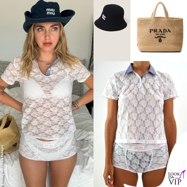 cappello Miu Miu, borsa Prada, completo Hand Over 