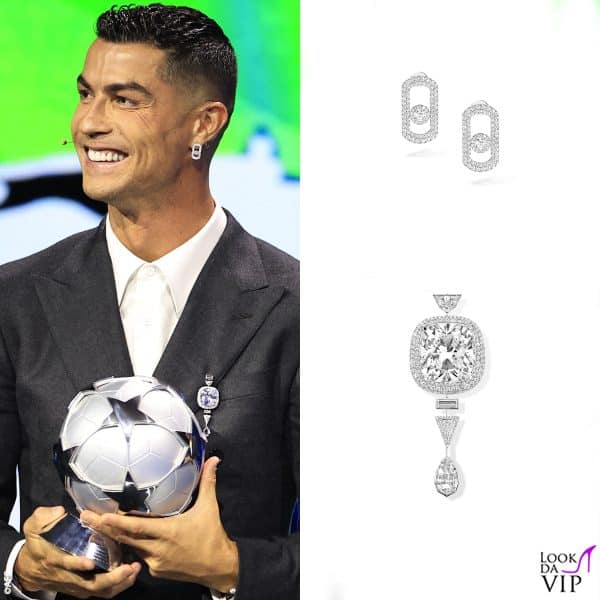 Il calciatore sfoggia gioielli Messika in oro bianco e diamanti
