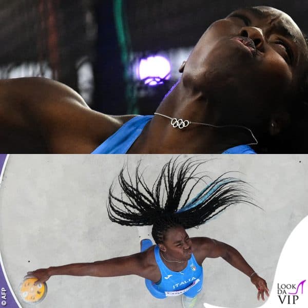 Daisy Osakue, campionessa di lancio del disco, ha una collana con i cinque cerchi