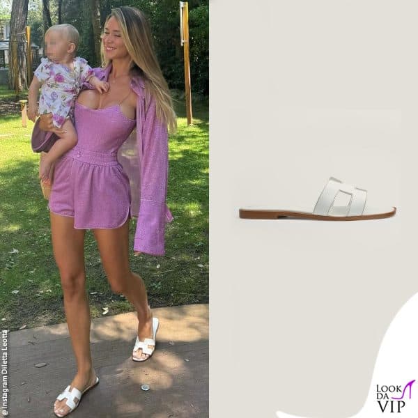 vip con le Oran di Hermès: bianco per Diletta Leotta 