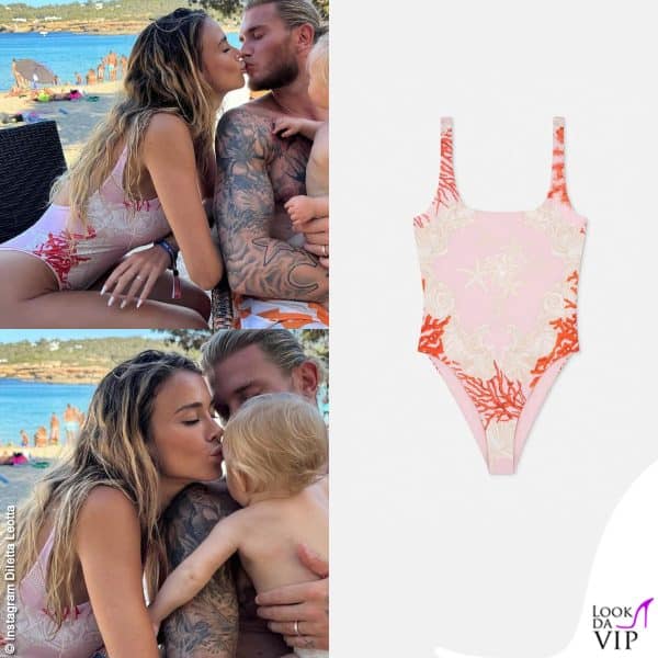 Coccole con Loris e Aria, Diletta Leotta indossa il costume intero Versace