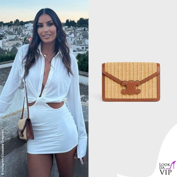 Elisabetta Gregoraci con la borsa in rafia Celine