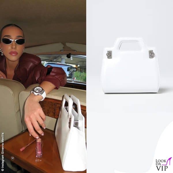 Ginevra Mavilla ha optato per una borsa bianca Salvatore Ferragamo