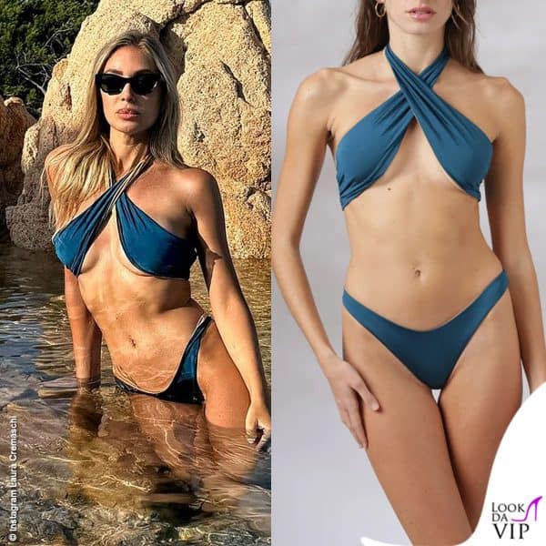 Laura Cremaschi al mare con il beachwear I Coralli