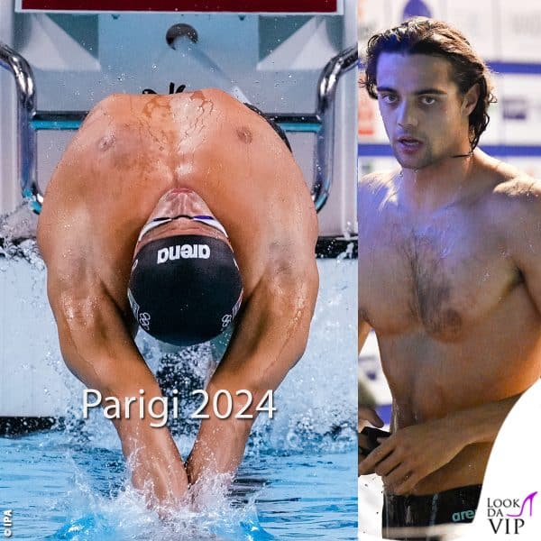 in tema di peli, Thomas Ceccon si è presentato a Parigi con petto e ascelle depilati: a ottobre 2023 (foto a destra) era ancora al naturale 