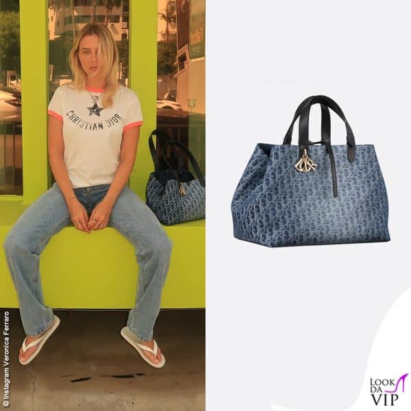 Veronica Ferraro ha con sé una borsa Dior