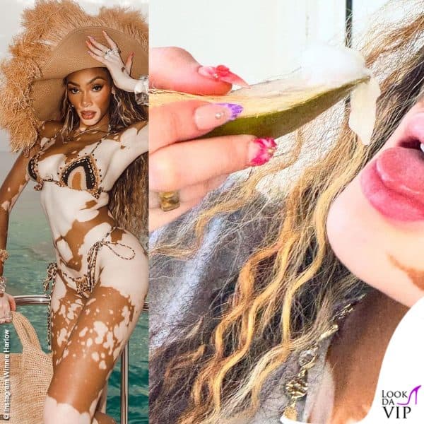 Winnie Harlow sceglie una french manicure colorata e applicazioni 3D