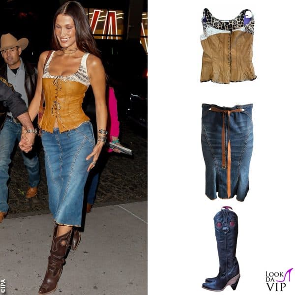 top e gonna Roberto Cavalli, stivali Dior 
