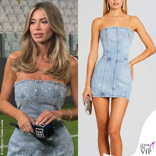 Il look per seguire la partita è un minidress in denim e cristalli Retrofete