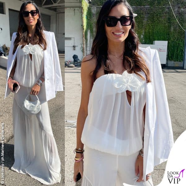 Elisabetta Gregoraci in total white alla sfilata Genny 