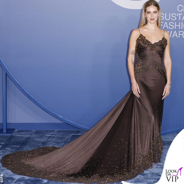 Chiara Ferragni in Dsquared2 con gioielli Sabbadini al CNMI Sustainable Fashion Awards