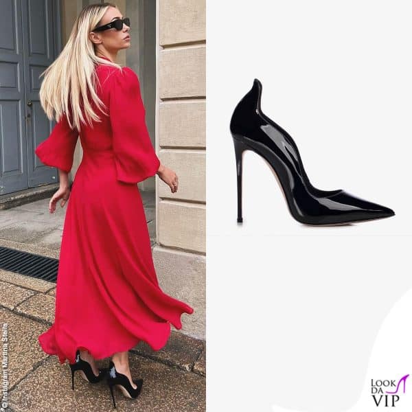 Martina Stella sceglie scarpe LeSilla (abito Luisa Beccaria