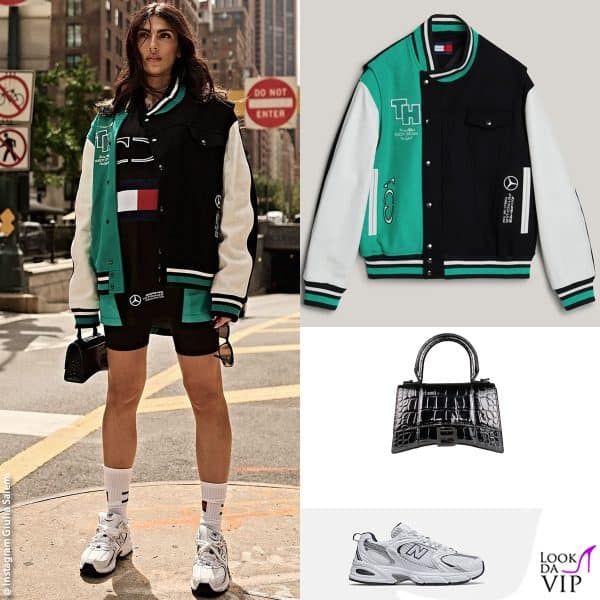 outfit Tommy Hilfiger, borsa Balenciaga, sneakers New Balance 