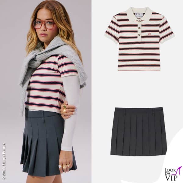 polo a righe e minigonna a pieghe: un perfetto stile preppy