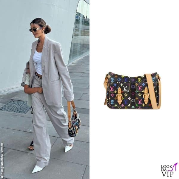 Rosa Perrotta con una borsa vintage di Louis Vuitton 