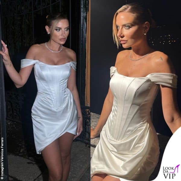 Veronica Ferraro in Atelier Eme anche al party, stavolta in corto e con gioiello Damiani
