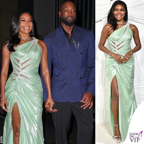 Gabrielle Union, in Versace, e Dwyane Wade 
