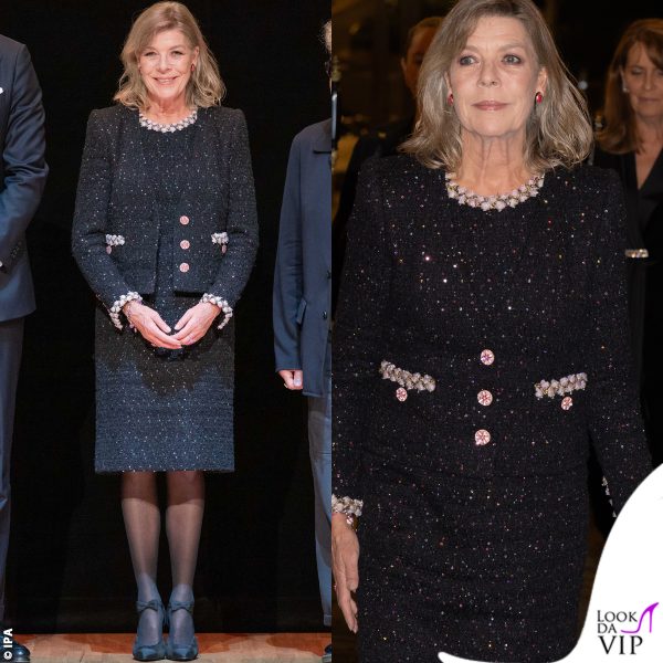 per la principessa tubino e blazer neri resi luminosi dalle paillettes