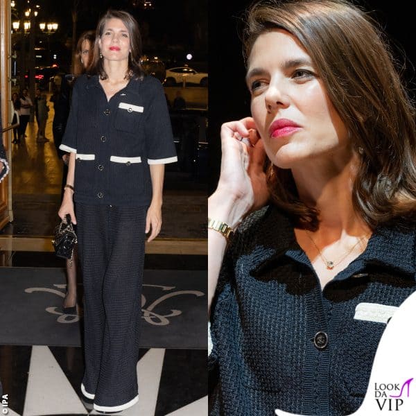 Anche Charlotte Casiraghi ha scelto Chanel, un completo pantalone in cashmere