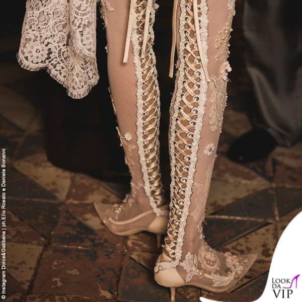 Stivali calza Dolce&Gabbana ricamati a mano con lace-up