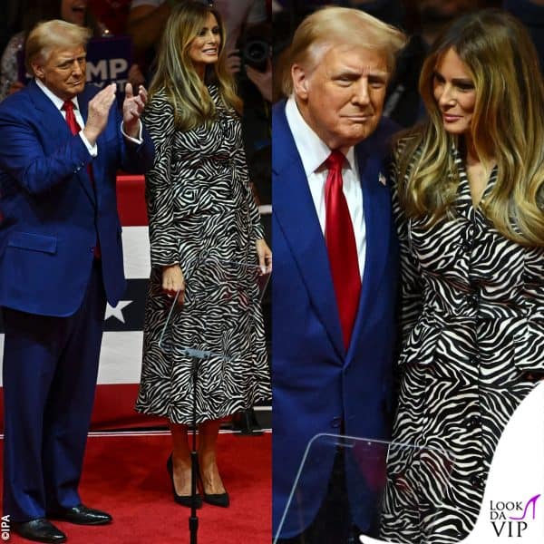 Melania ha optato per un cappotto zebrato di Michael Kors 