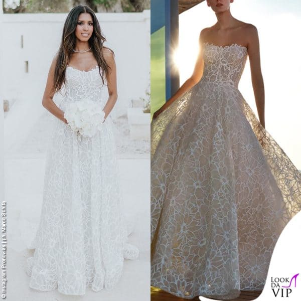 Naraya Garibo in abito di pizzo bianco Pronovias alle nozze con Francesco Sarcina 
